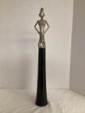 Metal Female Figure on Wood Base