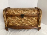 Small Woven and Wood Chest