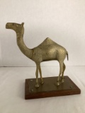 Brass Camel on Wood Base