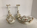 Vintage Bud Vases and Trinket Boxes with Gold Decoration