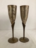 Pair of Metal Champagne Flutes