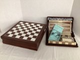 Wood Multi Game Set and Vintage Globe Master Games Travel Game Set