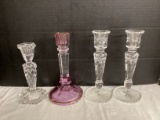 Four Crystal Candlesticks