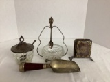 Condiment Jar, Scoop, Napkin Holder, Jelly Bowl on Stand with Spoon