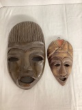 Two Wood Carved Wall Masks