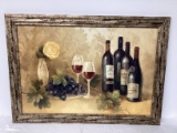 Wine and Grapes Textured Print on Board by Albeno