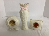 Lenox Breast Cancer Awareness Bud Vase and Two Clock Housings
