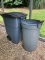 Two Outdoor Rubbermaid Trash Cans