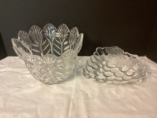 Crystal Bowl and Glass Grape Dish