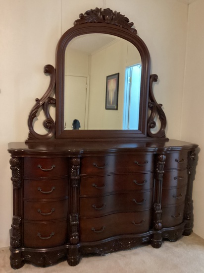 12 Drawer Tall Dresser with Mirror