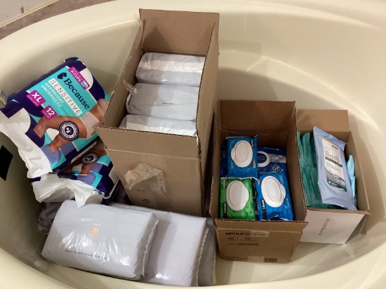 New Adult Diapers, Bladder Control Pads, and Wipes