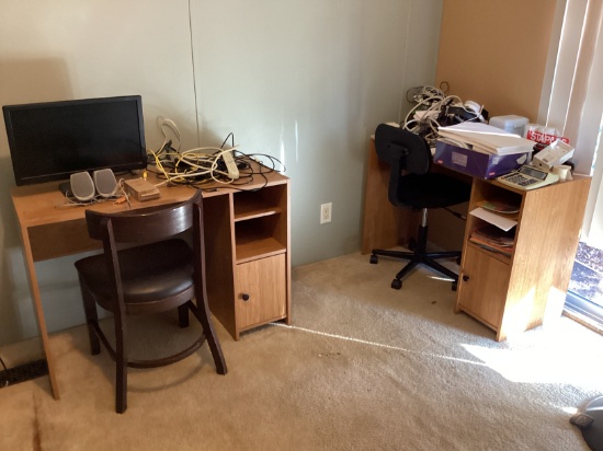 Two Desks with Office Supplies