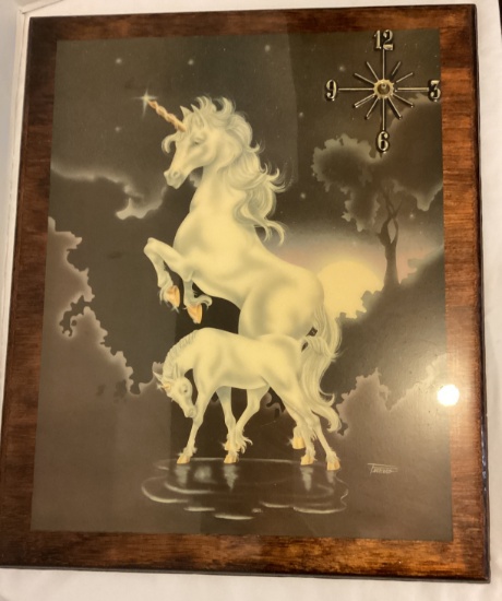 Wood Unicorn Wall Clock