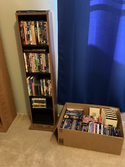 DVD and Blue Ray Movies with Five Tier Shelf