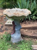 Concrete Squirrel Design Bird Bath