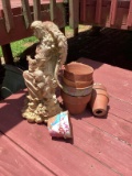 Terra Cotta Pots and Yard Statue