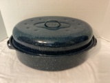 Large Enameled Metal Roasting Pan