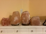 Himalayan Salt Block, Lamp, and Two Votive Holders