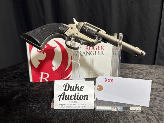RUGER WRANGLER 22 CAL SILVER CERAKOTE SN#200-19725