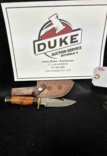 Custom Made Damascus Blade Knife By TJ Bergeron