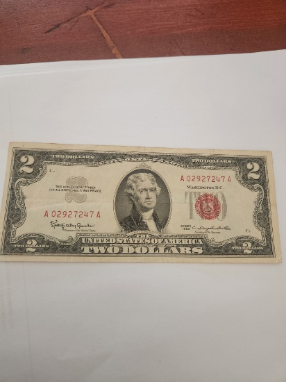 1963 $2.00 red seal jefferson