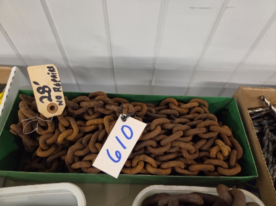 Twenty eight foot log chain with hooks
