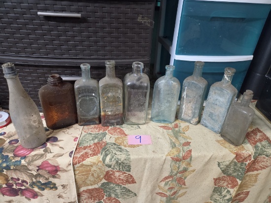 Embossed vintage bottle lot
