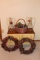 Pinecone Wreaths, Basket of Pinecones and Wire Angels