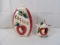 VINTAGE PURINTON SLIPWARE COFFEE CANISTER AND CREAMER IN APPLE PATTERN