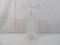 CLEAR CRACKLE GLASS FOOTED VASE.