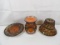(3)  PIECE MOSAIC LEAF VOTIVE WAX WARMER AND JAR CANDLE SHADE AND BASE.