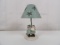 SNOWMAN AND SANTA TEA LIGHT CANDLE HOLDER WITH SNOWFLAKE SHADE.