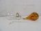 LOT OF (4) PIECES INCLUDING CRACKLE GLASS VOTIVE CANDLE HOLDER AND 3 ORNAMENTS