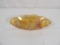 VINTAGE AMBER CARNIVAL GLASS RELISH DISH IN SUNFLOWER PATTERN