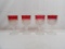 (4) INDIANA GLASS, DIAMOND POINT, CRANBERRY FLASH WINE GLASSES
