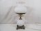 WHITE GLASS 3 WAY LAMP IN QUILTED PATTERN