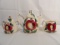(3) PIECE PURINTON SLIPWARE APPLE PATTERN TEAPOT WITH SUGAR AND CREAMER SET
