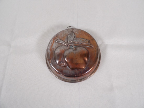 VINTAGE METAL BUTTER MOLD WITH APPLE PATTERN