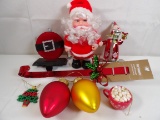CHRISTMAS LOT INCLUDING STOCKING HANGERS, WREATH HANGER, AND LARGE GLASS ORNAMENTS