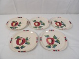 (5) PIECE VINTAGE PURINTON SLIPWARE DESSERT PLATES IN APPLE PATTERN