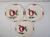 (3) PIECE VINTAGE PURINTON SLIPWARE DINNER PLATES IN APPLE PATTERN