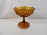 VINTAGE AMBER FOOTED COMPOTE