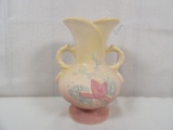 SMALL HULL HANDLED VASE IN MAGNOLIA PATTERN