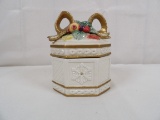 FITZ AND FLOYD CLASSICS OCTAGONAL BOX & LID/ COVERED CANDY DISH IN SNOWY WOODS PATTERN