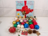 LARGE LOT OF VINTAGE ORNAMENTS  AND CHRISTMAS RECORD INCLUDING MERCURY GLASS ORNAMENTS, BRADFORD ORN