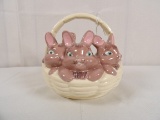 ATLANTIC MOLD VINTAGE CERAMIC BUNNY BASKET PLANTER