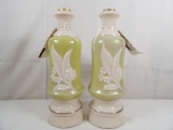 (2) VINTAGE ALADDIN ALACITE LAMP BASES SIN LILY OF THE VALLEY PATTERN