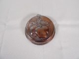 VINTAGE METAL BUTTER MOLD WITH APPLE PATTERN