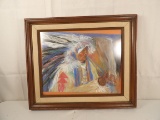 ORIGINAL CHALK PASTEL ART PIECE BY FRANK D. LONG. MARKED 1988