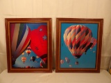 (2) FRAMED HOT AIR BALLOON PHOTOGRAPHS IN MCM STYLE FRAMES